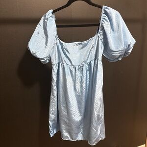 Francesca's Collections Light Blue Puff Sleeve Blouse